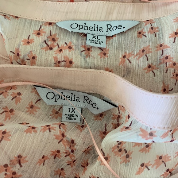 NWT OPHELIA ROE Size XL or 1X Pink Sheer Long Sleeve Flowing Tunic Top & Tank - Picture 5 of 6